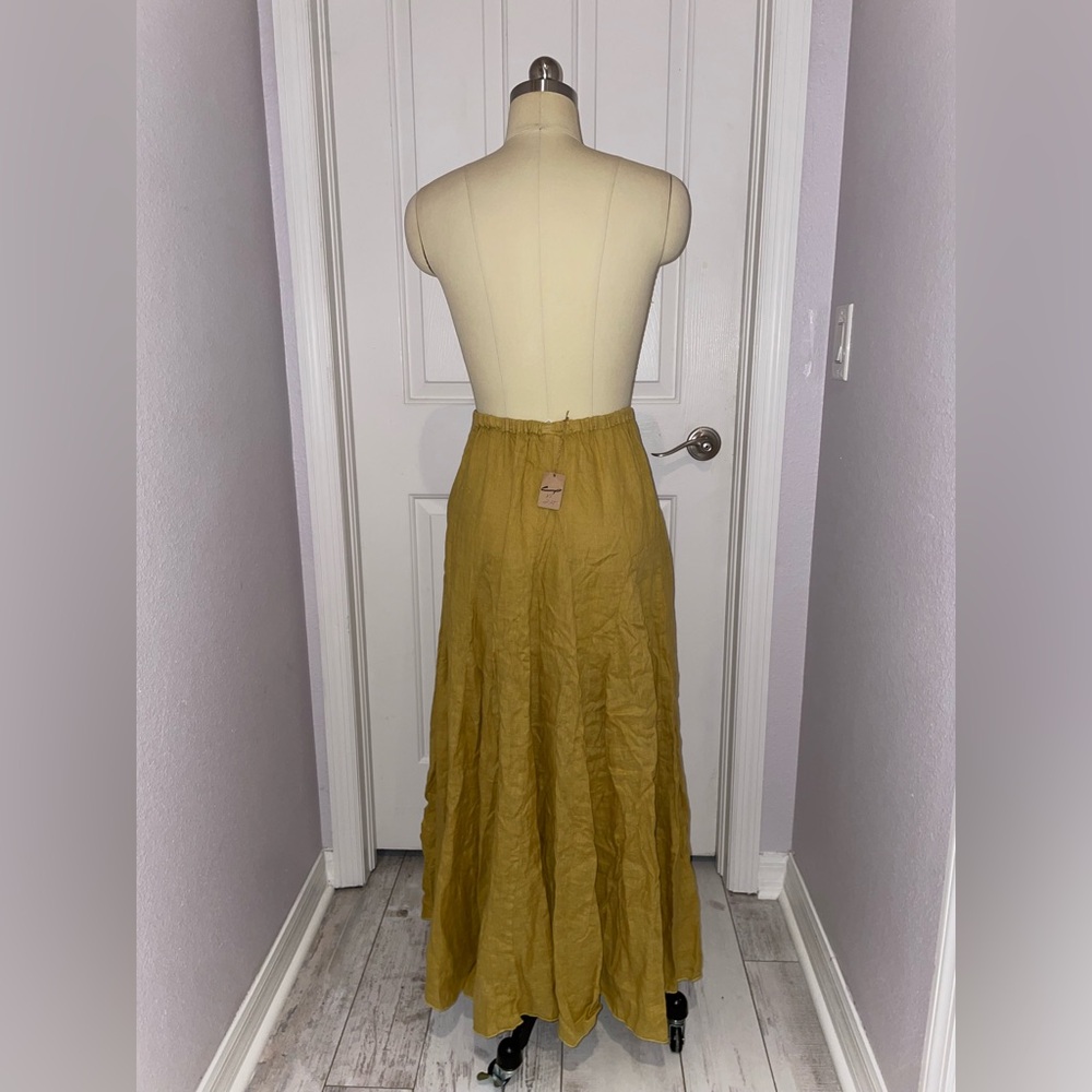 CP Shades Lily Mustard Linen Maxi Skirt - Picture 3 of 3